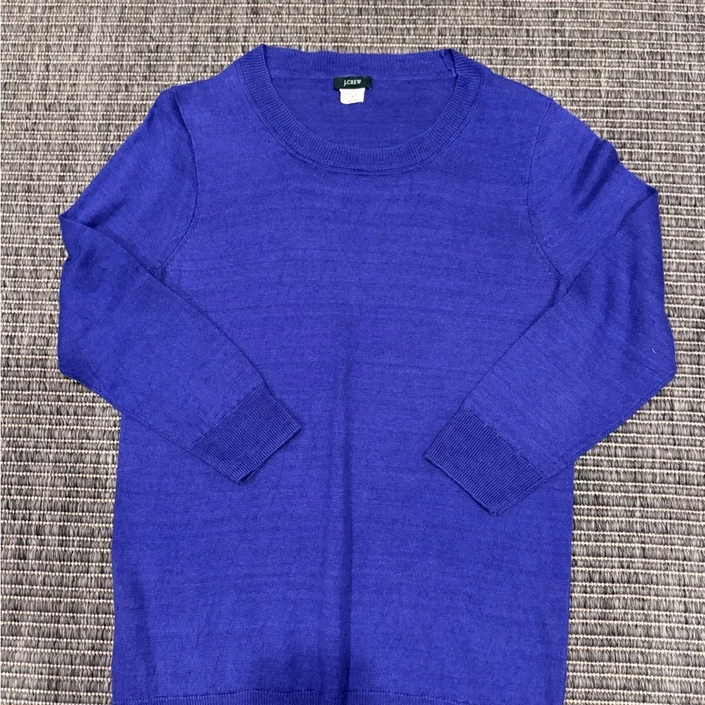 J. Crew Women's Vibrant Purple Linen Crewneck Sweater